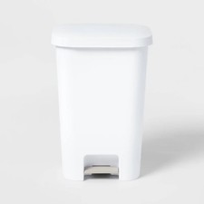 11.9gal Step Trash Can White Pedal-Operated Kitchen Garbage Can