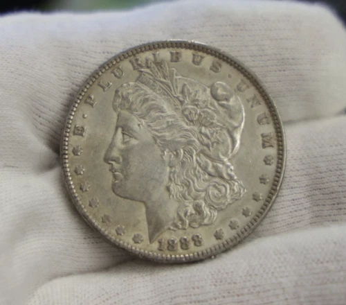 1888 US Morgan Silver Dollar AU Details (Cleaned, Retoned)