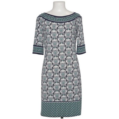 Max Studio, Kleid, Größe: M, Blau/Weiß/Grün, Elasthan/Polyester, Medaillon #oDd