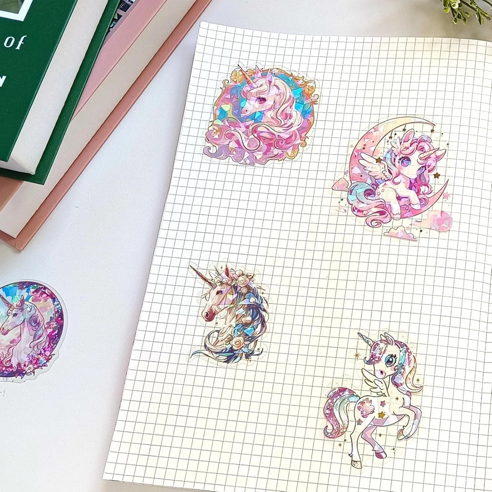 Pegatinas Unicornio Brillante - 30 Piezas Transparente PET Brillo Lindo Kawaii Multi  Foto 4 de 4