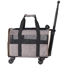 Cat Carrier with Wheels, Airline Approved Rolling Pet Carrier with Telescopic