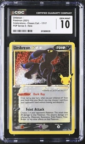 CGC 10 Umbreon Celebrations 17/17 Classic Collection Pokemon Card Gold Star 2021