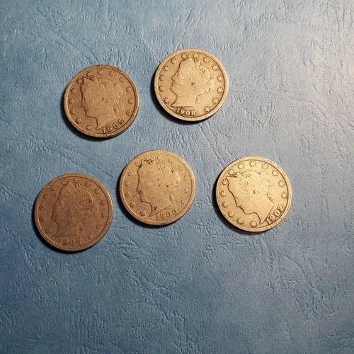 Lot Of 5 Nice Barber Liberty Dimes 1900/ 1902 /1905 /1905/ 1908