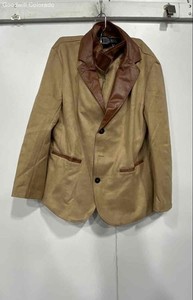 Manly Mens Brown Long Sleeve Notch Lapel Single-Breasted Blazer Size Medium