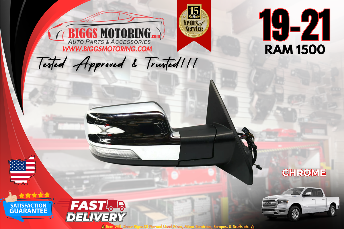 19-21 Dodge Ram 1500 Passenger Right Side Power Door Mirror Camera