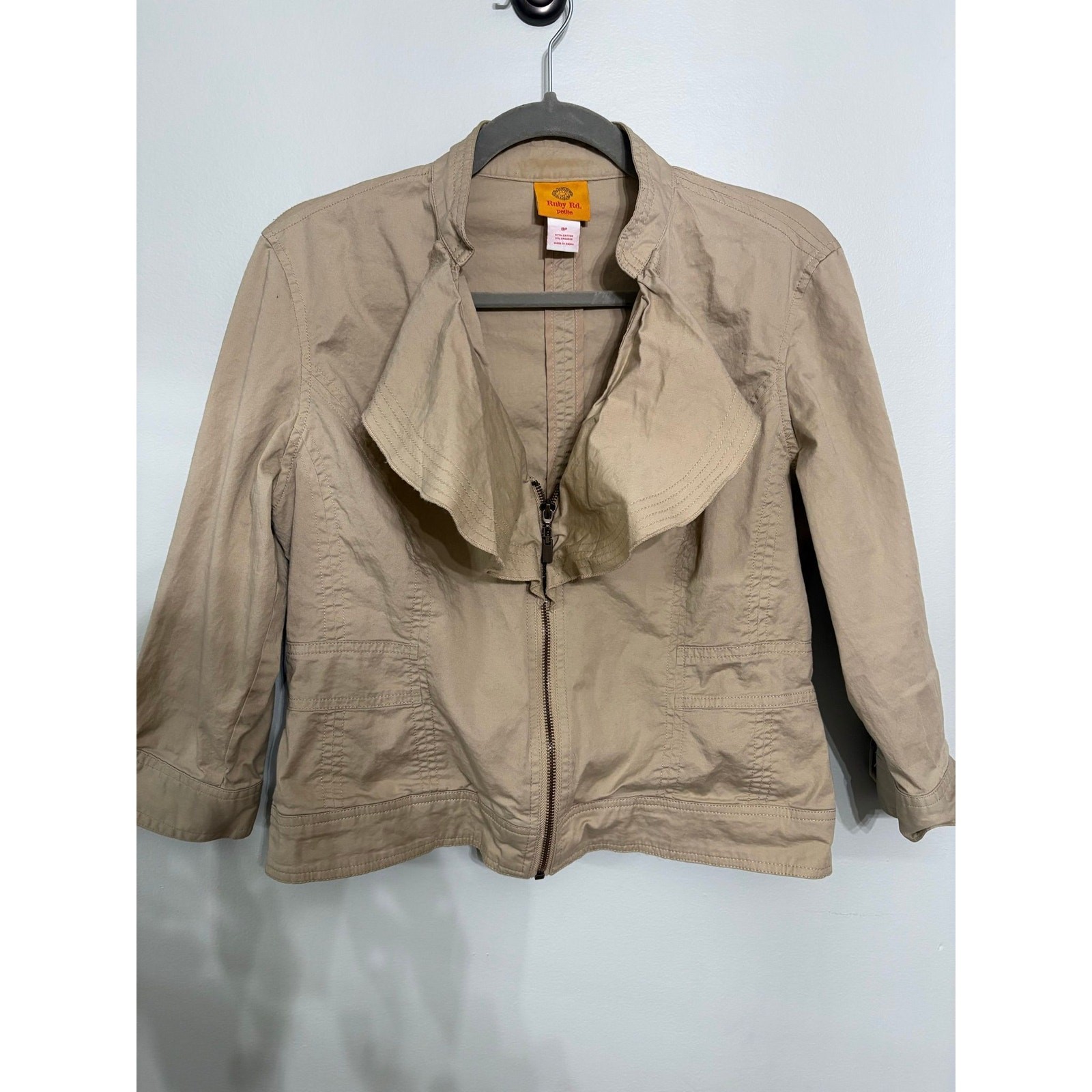 Ruby Rd. Petite Ruffle Collar Utility Jacket – Kh… - image 1