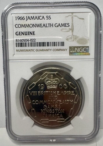 1966 Jamaica 5 Schilling Commonwealth Games NGC Genuine