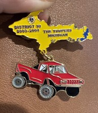 Michigan enamel HAT pin Yoopers Detroit LIONS CLUB 4X4 PICKUP MONSTER TRUCK RED
