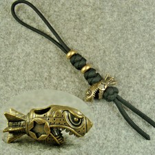 550 Paracord Knife Lanyard With Brass Steam punk " shark bomb " Bead GH491