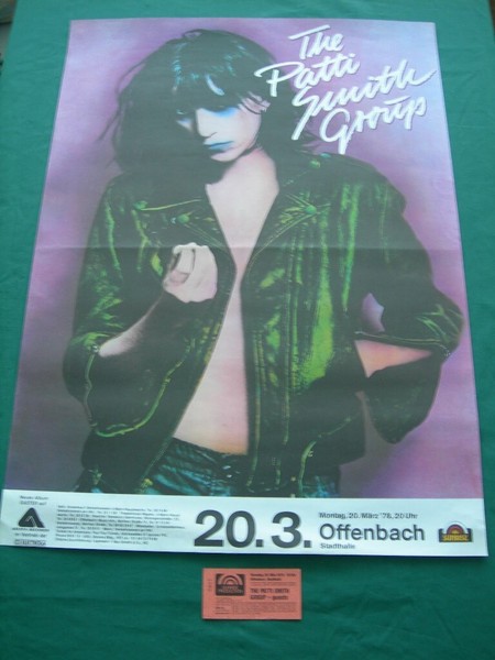 ORIGINAL CONCERT POSTER-PATTI SMITH- "WORLD TOUR 1978"+TICKET OF THE CONCERT
