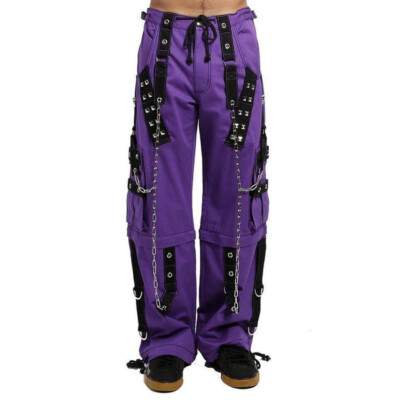 Purple and Black Pocket Gothic Pant Alternative Punk Rock Handmade Trouser Short