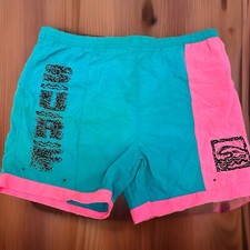 Surf Gear men's Swim Shorts VTG Trunks Teal pink Sz 36 / 38 XL 90s