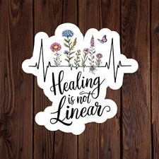 Mental health awareness sticker vinyl decal anxiety healing is not linear flower