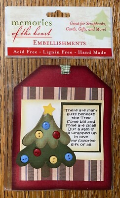 MEMORIES OF THE HEART Christmas Tree Tag Hand Made Family Card Gifts SCRAPBOOK