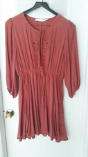 ASTR THE LABEL dress size large Boho mini dress Terracotta Rust color Long Sleev