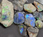 Australian Lightning Ridge NSW opal rough parcel 22 cts blue green yellow 10 pcs