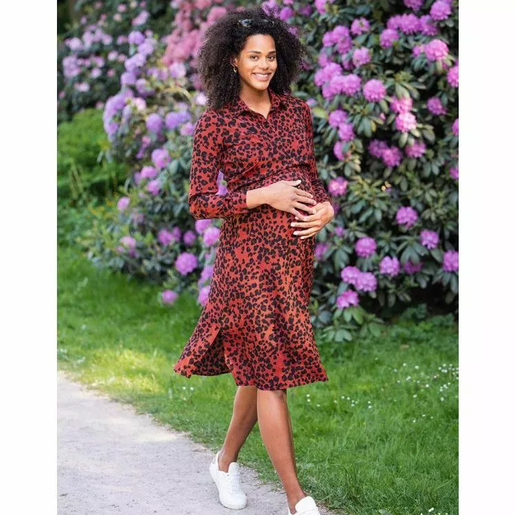 Seraphine Maternity & Nursing Red Dress 4 Season Flattering Fit