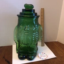 Planters Peanuts Mr. Peanut Green Glass Jar 12” RARE COLOR Vintage Collectible