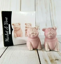 Ceramic Pink Pig Collectible Mini Salt & Pepper Shakers, New In Box, 1.75" Tall