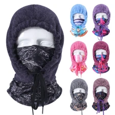 Winter Cycling Full Face Mask Fleece Warm Balaclava Windproof Scarf Beanie Hat