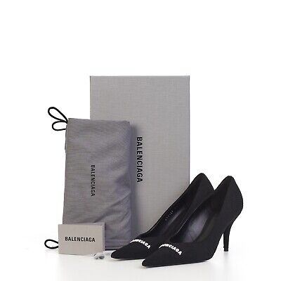 BALENCIAGA 795$ Knife Pumps - Black Textured Knit, Embossed BALENCIAGA 795$ Knife Pumps - Black Textured Knit, Embossed