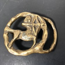 Vtg Sagittarius Belt Buckle Solid Brass Inscribed Nov 22 Dec 21 1970 s