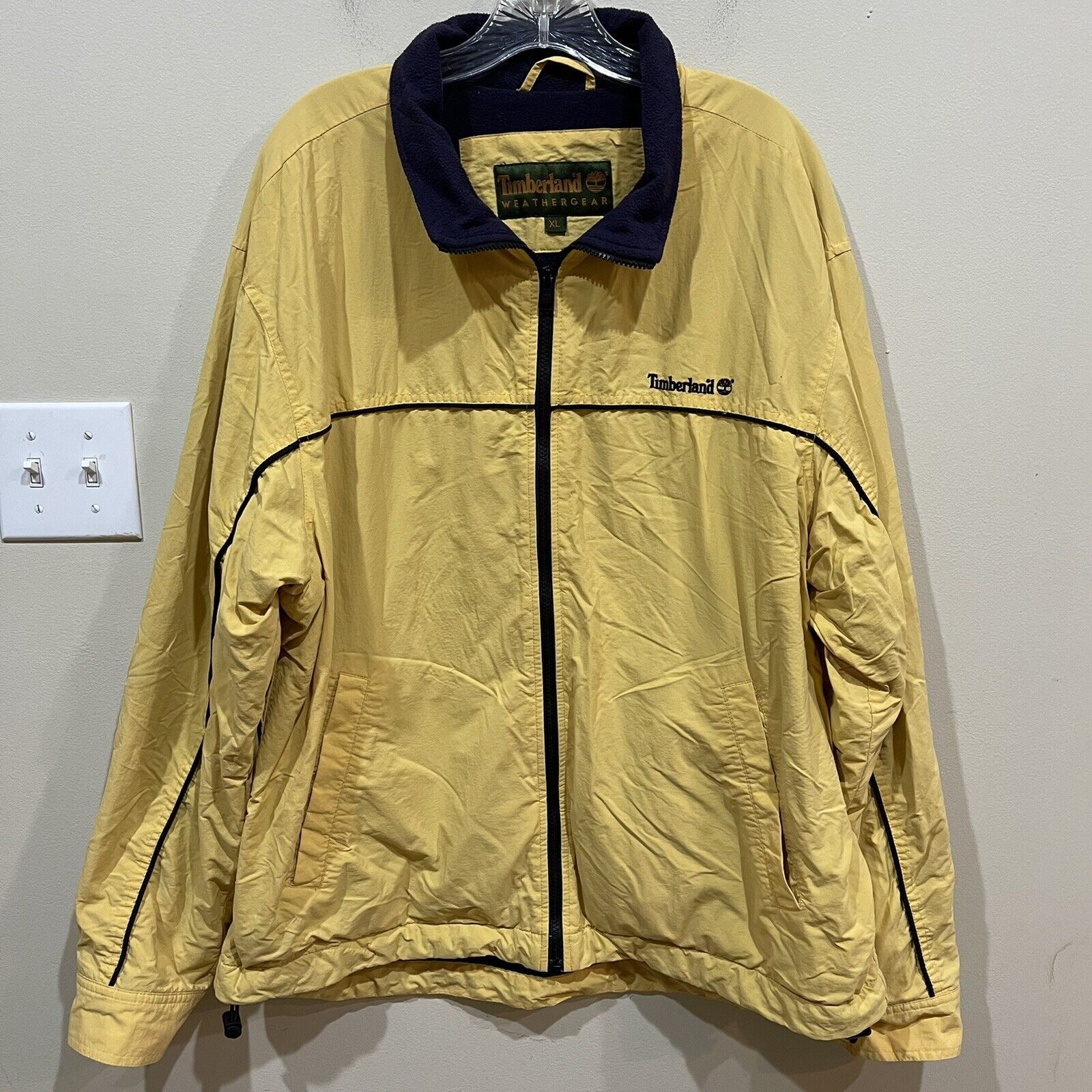 Vintage Timberland Weathergear Zip Up Yellow Coat Fleecy Sz XL