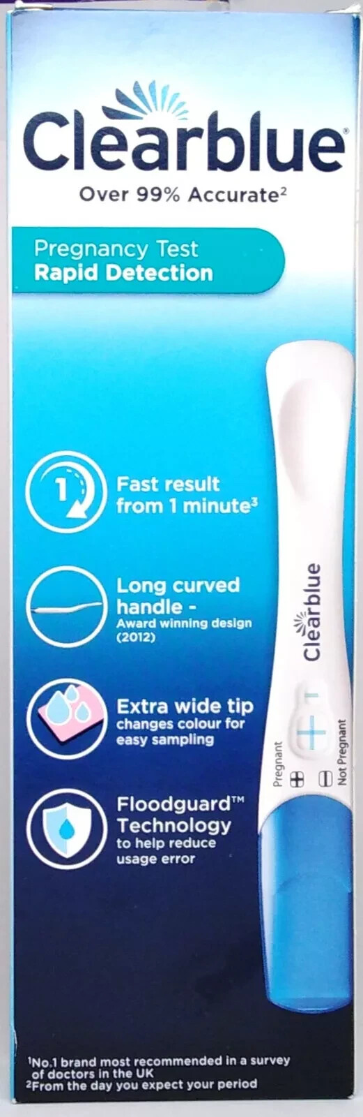 Clearblue Rapid Detection Pregnancy Test Result 1 minute 1 Test EX 09/2026