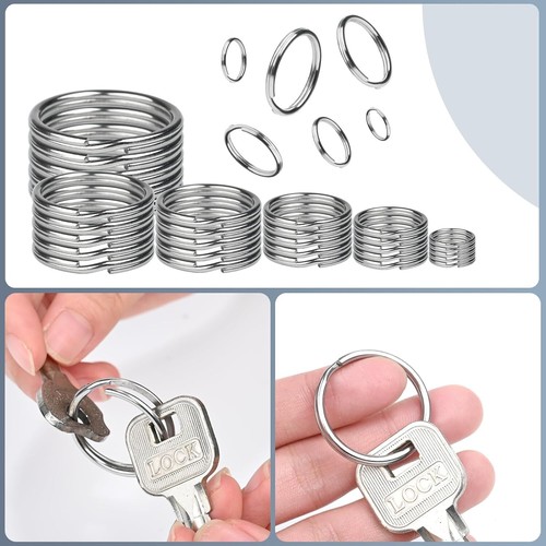 Small Medium Large Silver Metal Split Rings Keyring Jump Hoop Loop Key Keys Ring - Picture 7 of 14