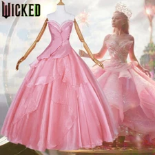 Movie Evil Glinda Cosplay Costume Women Pink Princess Wicked Fancy Dress