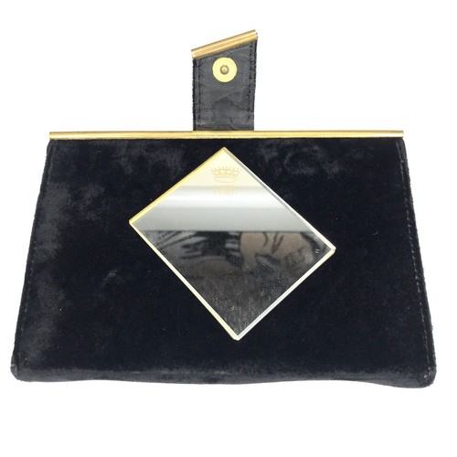 Dorset Fifth Avenue Clutch Purse Black Velvet Bag Handbag Crown Lewis Mirror Vtg - Picture 6 of 12