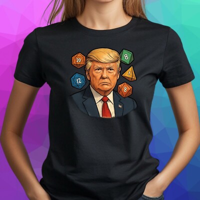 Frauen T-Shirt Trump mit RPG Würfeln Motiv BaumwolleGröße S bis 3XL