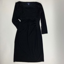 Chaps Dress Womens XS Cowl Neck Quarter Sleeve Black
