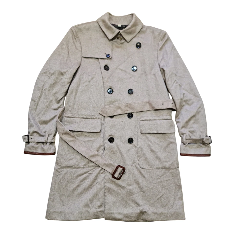 Gabardina de lujo Burberry London chaqueta abrigo cinturón gris lana talla 50 Foto 2 de 4