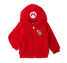 NWT Super Mario Boy Hoodie Jacket Zip Sweat Shirt Size 2T 3T 2 3 Toddler Costume