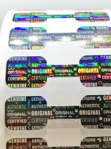 1000 pegatinas de holograma de plata con fondo negro Dogbone etiquetas evidentes de manipulaciones - Imagen 4 de 7