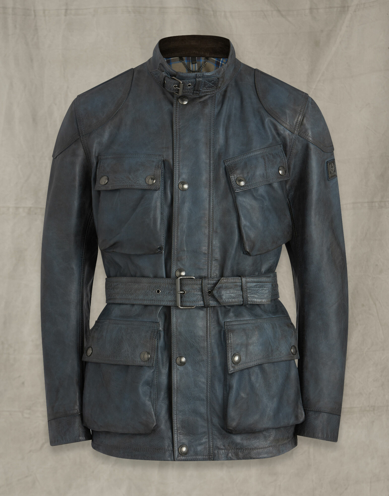 Belstaff  Men's Leather Jacket Trialmaster Panther Blue Brown UK38 Medium