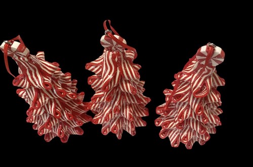 Christmas Ornament Tree Candy Cane Striped Hanging Set of 3 By Holiday Time NWOT - Picture 14 of 17