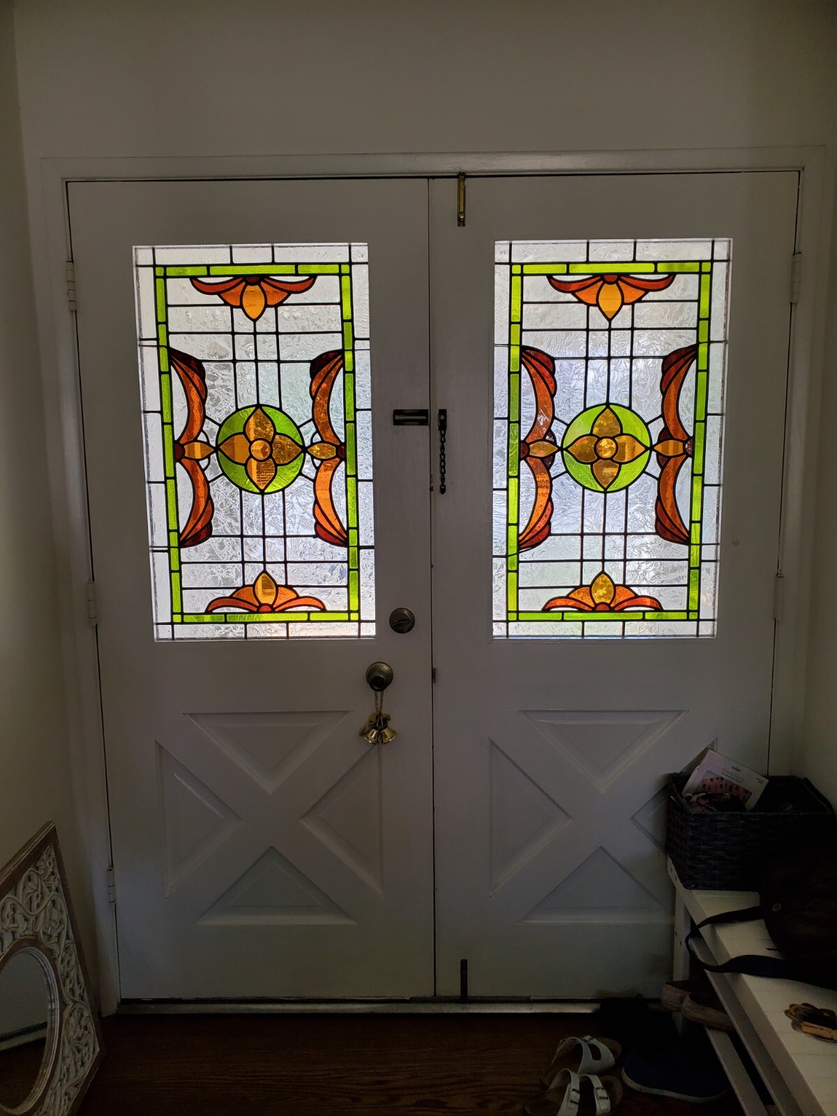 Vintage Double Entry Front Door Stained Glass 32" x 79 1/2" | eBay