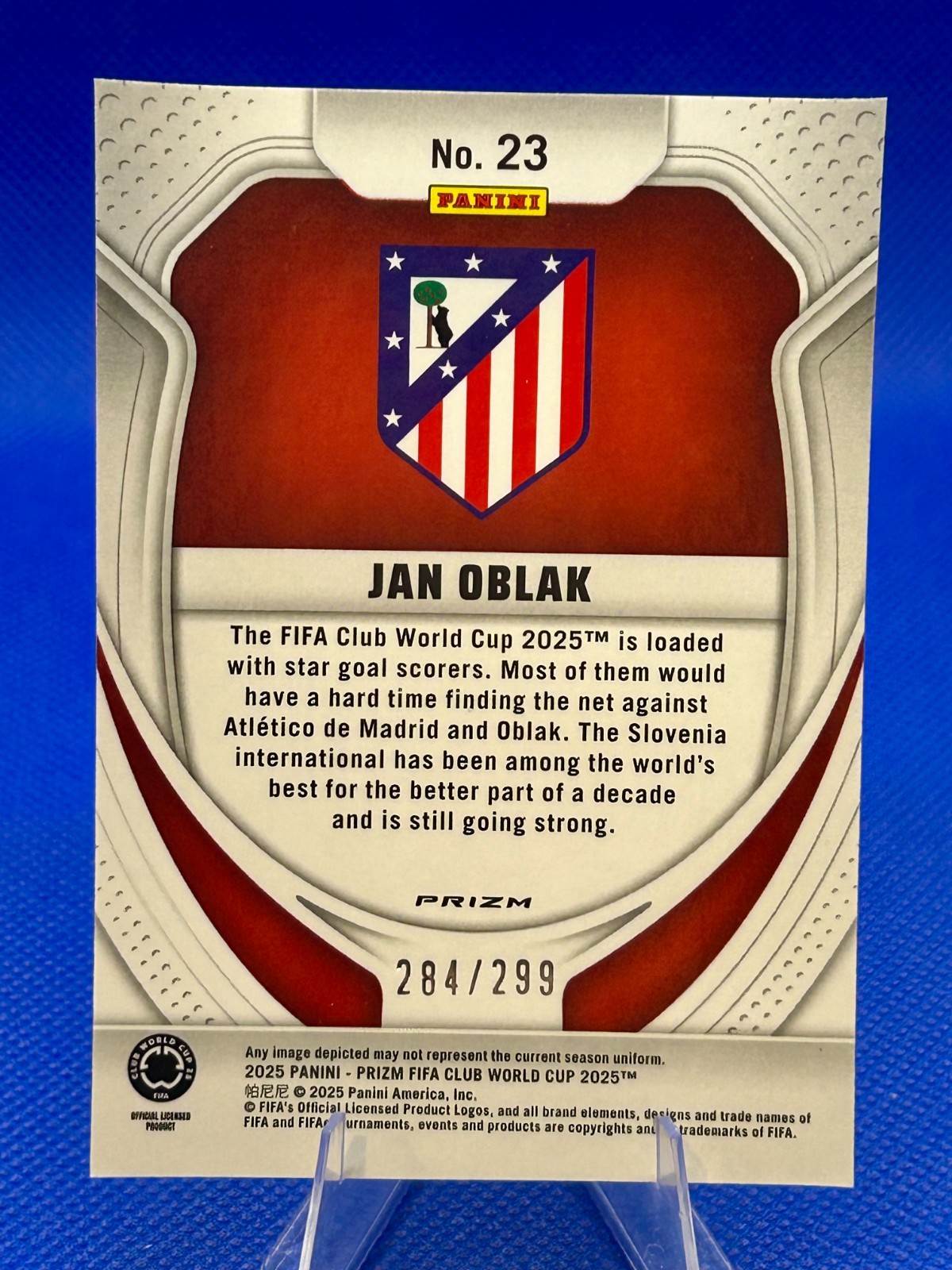 2025 Panini Prizm FIFA Club World Cup Jan Oblak #23 Pink Seismic /299 view 2
