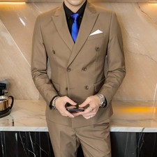 Doppelbrüstig Smoking Anzüge Arbeitskleidung Herren Bräutigam Maßgeschneidert