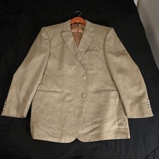 Jos. A. Bank Sport Coat Mens 46R Beige 100 Silk Tweed2 Button Signature Blazer