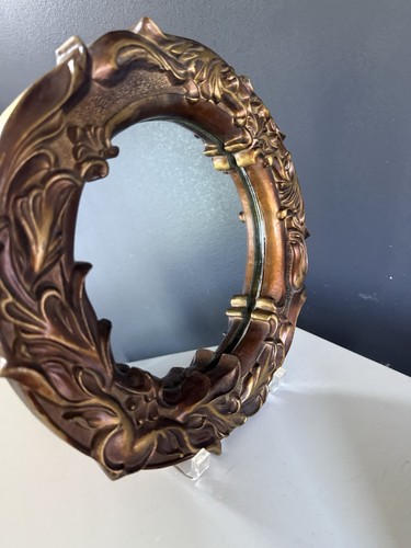 Antique Art Deco Hollywood Regency Neo Classic Foliate Round Plaster Mirror