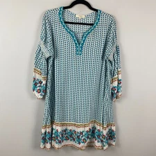 Umgee Boho Mini Dress Size XL Floral Embroidered Balloon Sleeves
