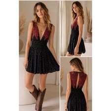 Free People Walking Through Dreams Fit Flare Mini Dress Boho Festival Sleeveless