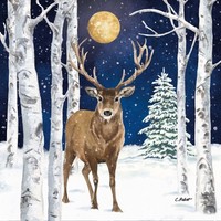 20 Servietten Winter Stag Hirsch Tiere Wild Wald Winter Schnee Mondschein 33X33