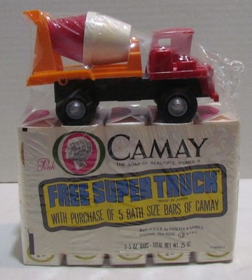 1970s Camay Soap Sealed Pack with Funmates Super Cement Truck Attached 