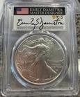 2022 W 1 oz Burnished Silver Eagle T-2 PCGS SP70 Emily Damstra Signed 050728