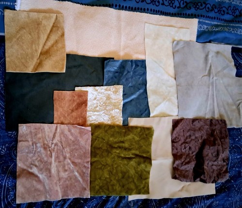 Lot of 12 Assorted Velvet Fabrics for Mini Miniature Bear Making, Various Sizes