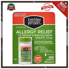 Berkley Jensen 24Hr Allergy Relief, 10mg Cetirizine, 365 Ct, Fast Relief